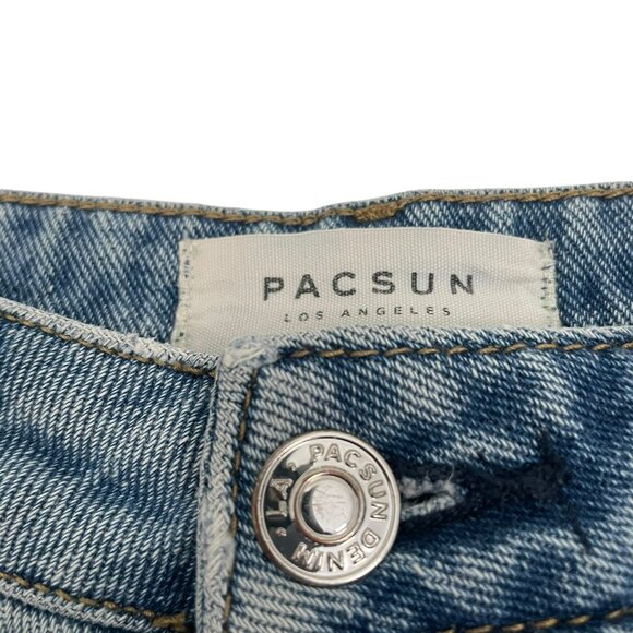 PACSUN Women's Mom Shorts Raw Hem Distressed 100% Cotton Denim Shorts Size 25 - Picture 2 of 13